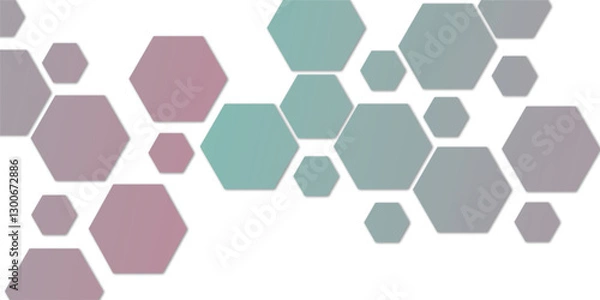 Fototapeta Abstract technology pink sky color geometric hexagon on transparent concept design honeycomb shape vector. 