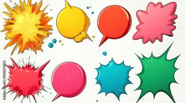Fototapeta Colorful Comic Book Speech Bubbles  Pop Art Style  Design Elements