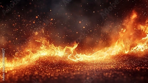 Obraz Fiery embers, dark background, flames