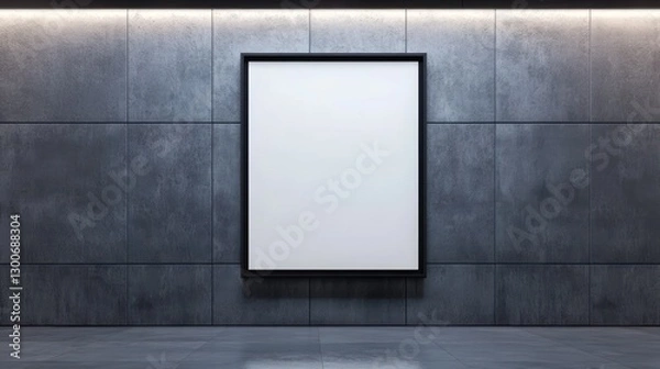 Fototapeta Blank Canvas on a Dark Grey Concrete Wall: Modern Minimalist Interior Design Mockup