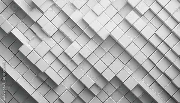 Fototapeta white geometric background of overlapping squares ideal for card 3d illustration