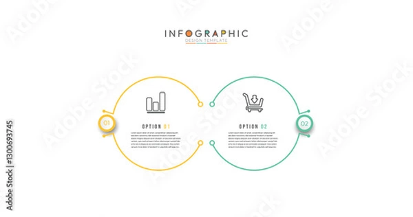 Fototapeta Two-Step Connection infographic, clean and modern infographic template designed to showcase a two-step process, comparison, or interconnected ideas. Privacy online info chart with thin line icons.