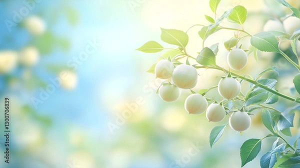 Obraz green leaves on the branch