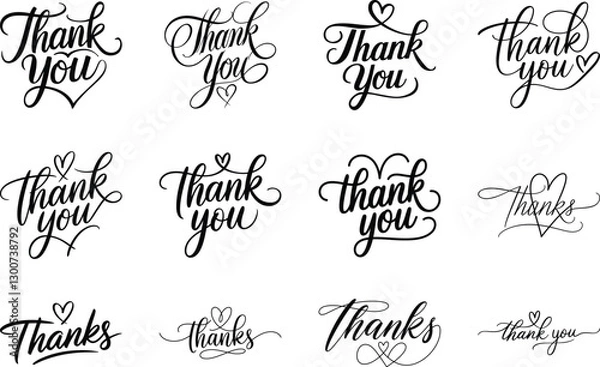 Obraz Elegant Handwritten Thank You Fonts for Cards & Gifts
