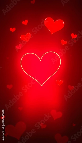 Fototapeta Red glowing Valentine's day background, sticker style. with white shades