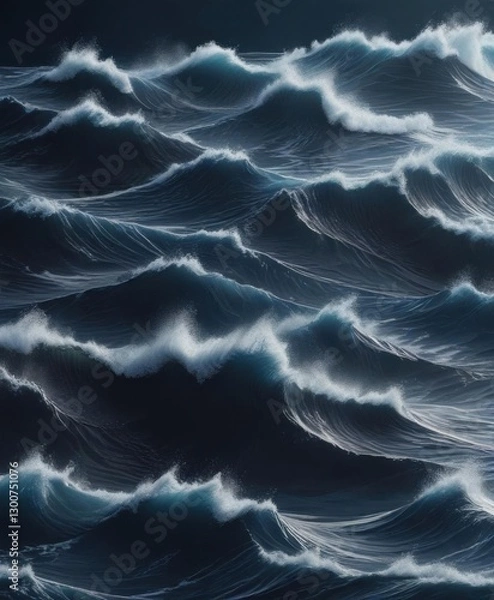 Fototapeta Repeating wave patterns on a dark blue background ,  ocean waves texture,  underwater,  surf