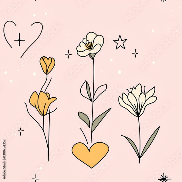 Obraz flower seamless tile, pink background pattern