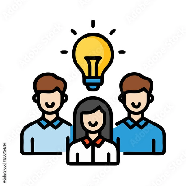 Fototapeta Creative team brainstorming with light bulb idea