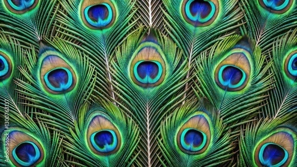 Fototapeta a close-up shot of peacock feathers creating an eye-catching design with vibrant colours 