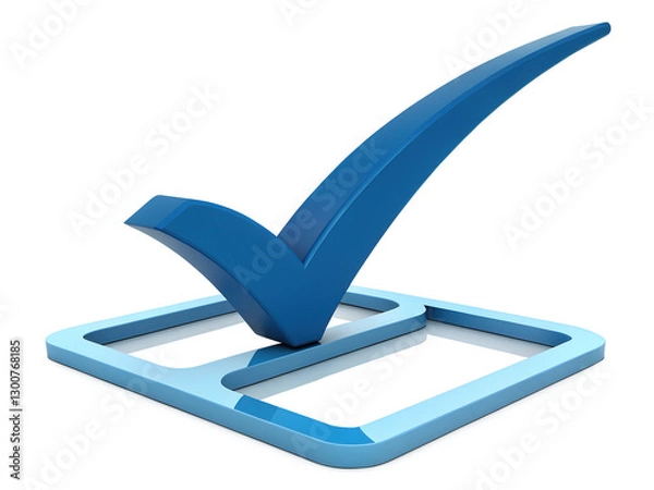 Obraz blue check mark inside square box symbolizes approval or completion, often used in forms or digital interfaces