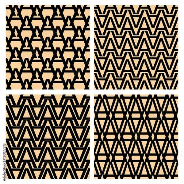 Obraz Letter paterns. Pattern derived from the shape of the letter A. Simple geometric patterns. Set of letter patterns. Seamless patterns collection.