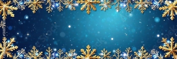 Fototapeta Intricate snowflake borders with gold accents, winter, elegant
