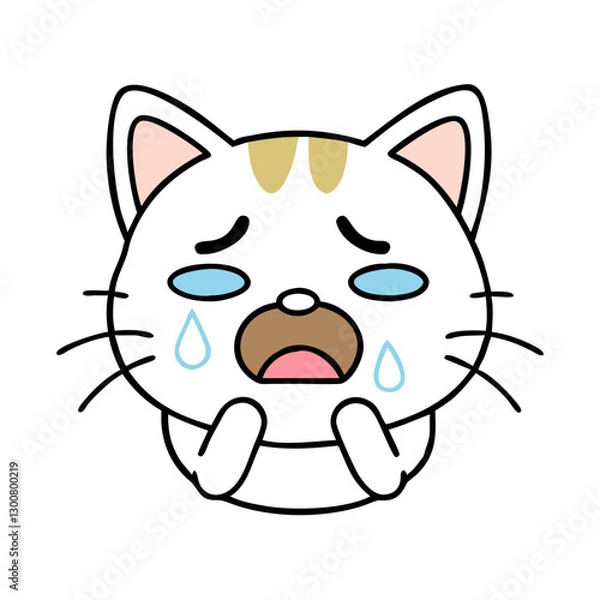 Fototapeta Crying black cat with tears expressing sadness and emotion