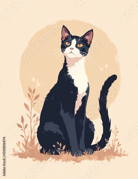 Obraz minimalist elegant cat