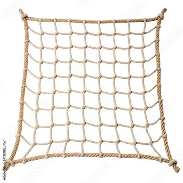 Obraz A rectangular net made of thick rope, featuring a grid pattern with knots at each intersection, designed for strength and support.