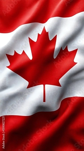 Obraz Canadian flag waving in the wind, patriotic symbolism