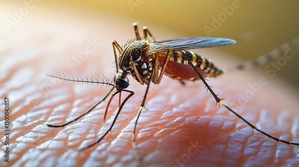 Obraz close-up photo of a mosquito on a skin