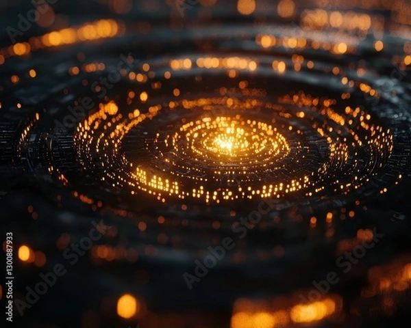 Fototapeta Glowing Patterns and Circles Formed by Water Ripples at Night
