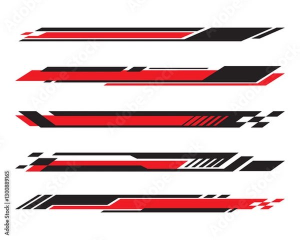 Obraz Side car body vector stripes decal. Vehicle vector decal stripes for the both parts 0201