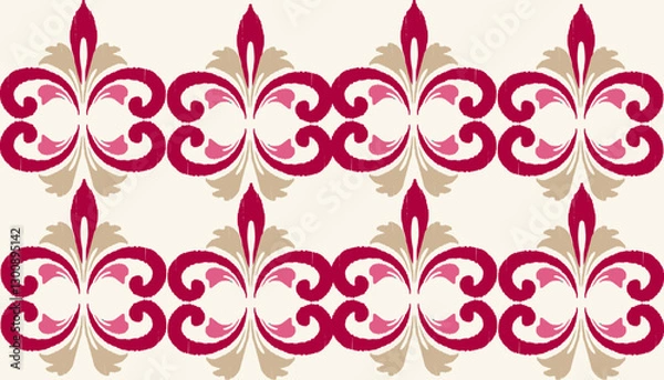 Fototapeta geometric ethnic vintage texture vector art design. textile fashion pattern line ikat seamless pattern and batik fabric texture asian background wallpaper geometry indian. Ethnic abstract ikat art .