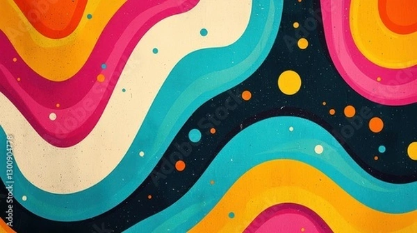 Obraz Colorful Abstract Waves and Shapes with Bold Patterns and Dots