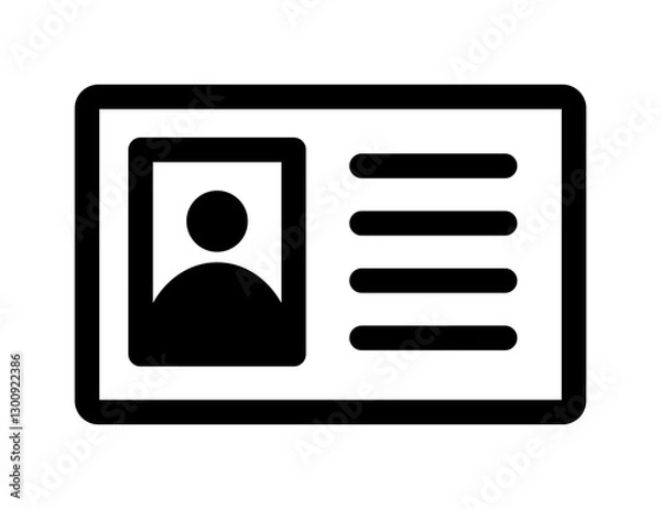 Obraz icon of an identification card with a photo and text lines representing an ID card employee badge or personal identification.