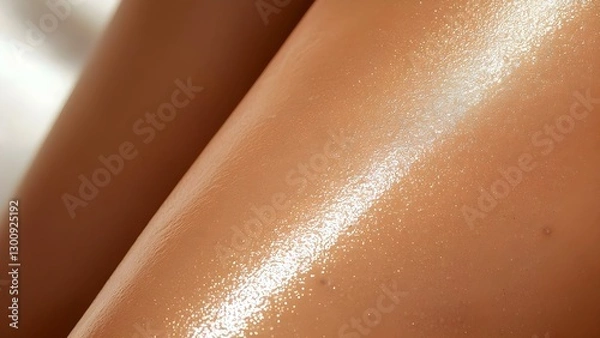 Fototapeta A close-up of shiny, smooth skin with a glistening highlight effect. Concept Close-Up Photography, Shiny Skin, Highlight Techniques, Smooth Texture, Beauty Aesthetics