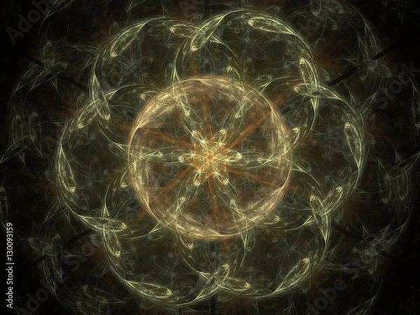 Obraz Fractal pattern of  brown flower with petals  on  black background