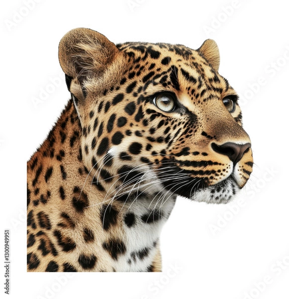 Fototapeta Portrait of a majestic leopard showcasing powerful features and distinct fur patterns in nature, cut out