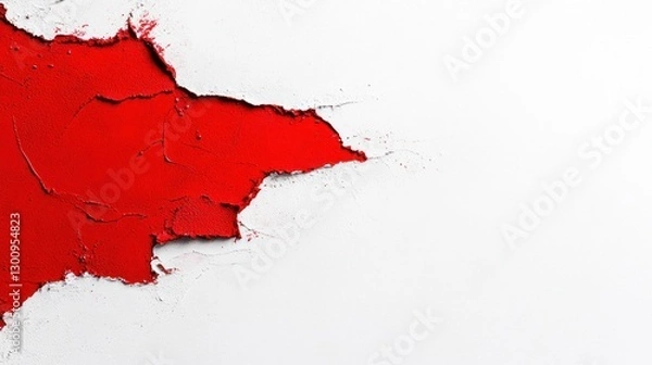 Obraz Red and White Textured Abstract Background with Painted Divisions and Plaster Texture on Uneven Surface