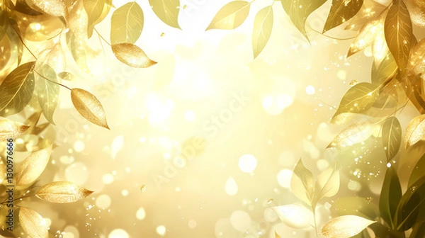 Obraz Golden Gradient Illustration with Maple Leaf Decoration