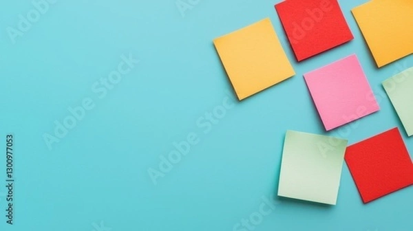 Fototapeta Colorful Sticky Notes on Pastel Backdrop for Business Planning and