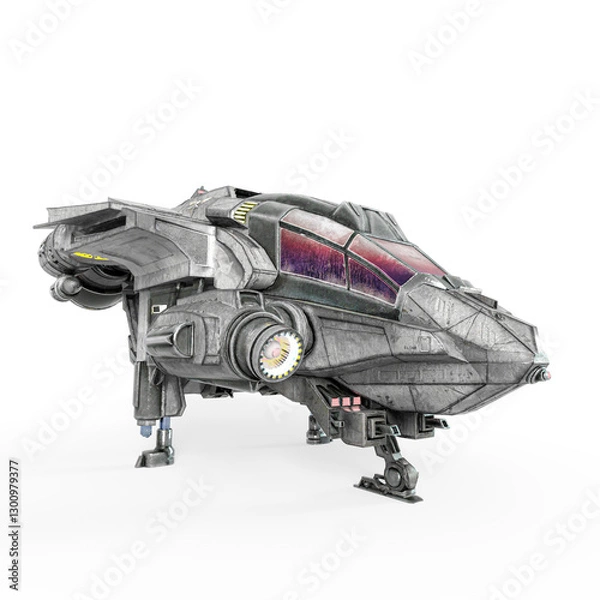 Fototapeta alien spacecraft in white background