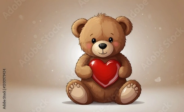 Obraz 3d rendering teddy bear with heart