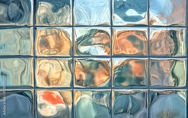 Obraz a close-up of a patterned glass brick wall.
