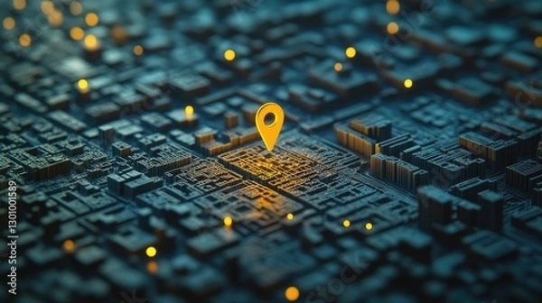 Fototapeta Close-up map yellow pin center appears to be location icon