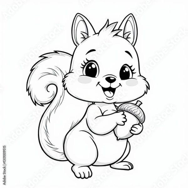 Fototapeta Fun Cartoon Squirrel Coloring Sheet