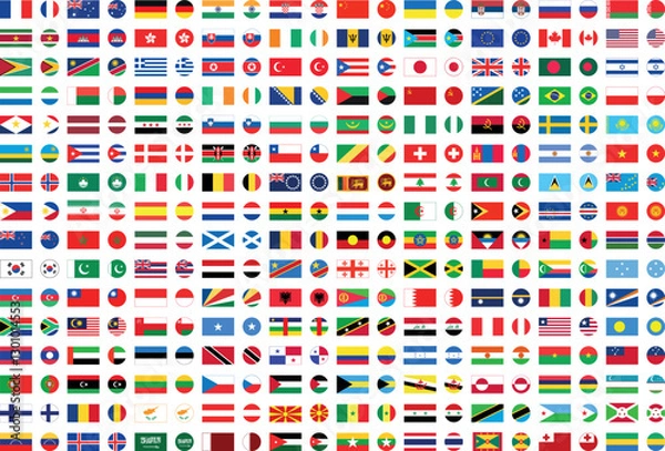 Obraz All countries flag set. National flags in circle shape. National flags set. Flags of countries