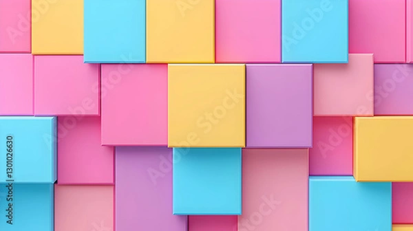 Fototapeta Colorful Geometric Background with Soft Pastel Squares and Rectangles