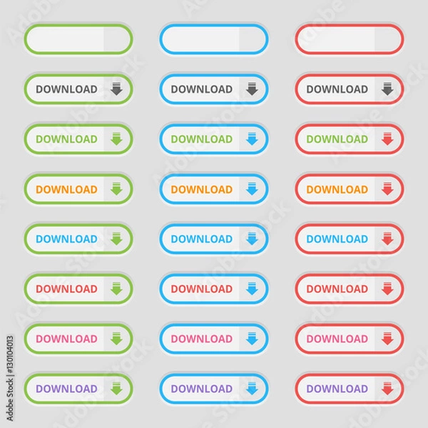 Fototapeta Set of colored Download Buttons. Web elements. Vector.