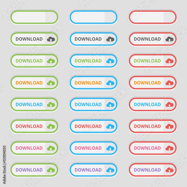 Fototapeta Set of colored Download Buttons. Web elements. Vector.