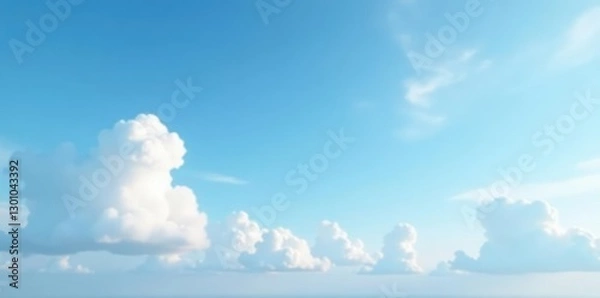 Fototapeta Soft blue sky with wispy white clouds and gray stratus, sky, clouds, serene