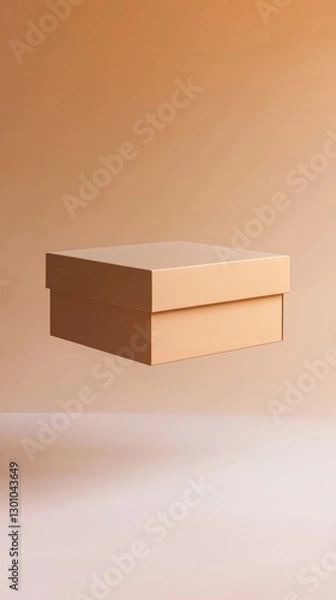 Fototapeta Matte kraft box mockup displayed midair on a neutral gradient background