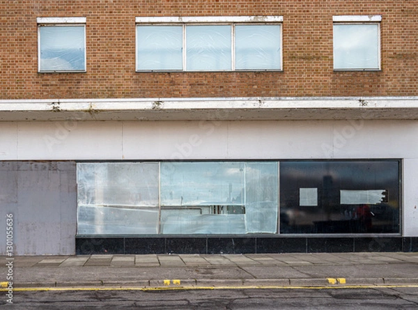 Obraz Closed and empty shops in a shopping centre depicting the dying UK high street.