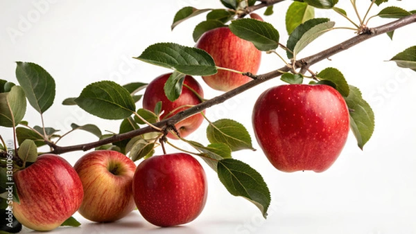Fototapeta Apples on a branch. Light background.
