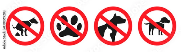 Fototapeta no dog pooping pets prohibition signs set   vector illustration