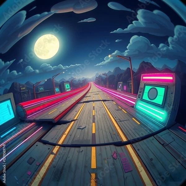 Obraz Disassembling Highway in a Digital World