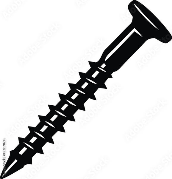 Fototapeta Black color various screws vector with transparent background, various screws silhouette vector, various screws line art vector illustration