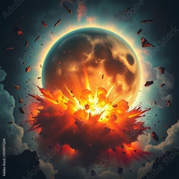 Obraz Exploding Moon in a Dreamscape