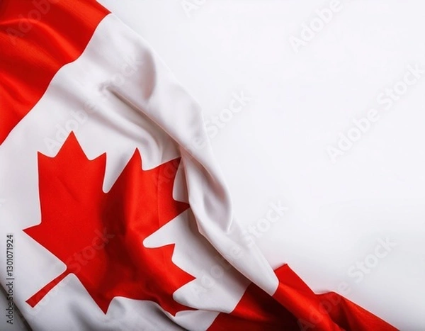 Obraz Canadian flag draped elegantly on a plain white background